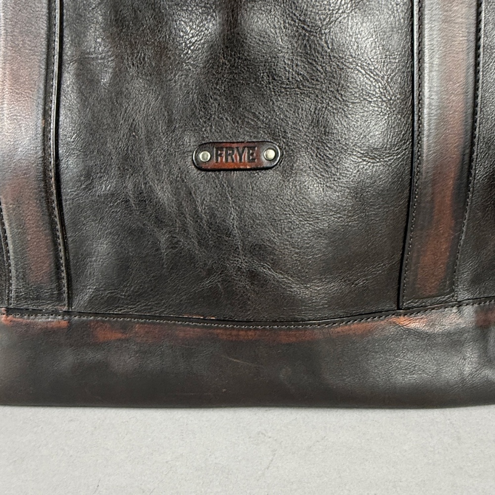 Frye Distressed Dark Brown Leather Tote / Crossbody Bag - Picture 4 of 15
